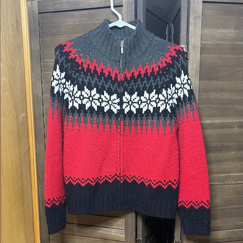 Sonoma Red and Black Cowl Neck Sweater